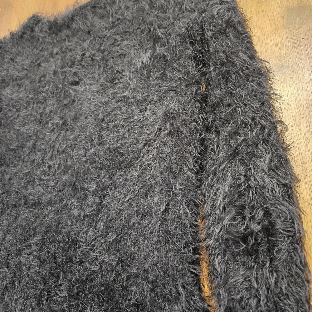Jessica‎ Simpson Black Fuzzy Sweater Colorful Floral Pattern Grunge Dark Fairy